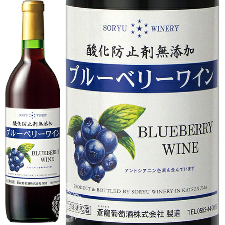 蒼龍葡萄酒 酸化防止剤無添加 ブルーベリーワイン 720ml瓶 その他 | kyoko-co.com