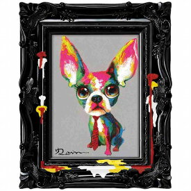 「ビッグイヤードッグ」オイルペイントモダンアート［絵画通販］犬・イヌ・いぬ・油絵・絵・ハンドメイド・動物【絵のある暮らし】【壁掛けフック付き】