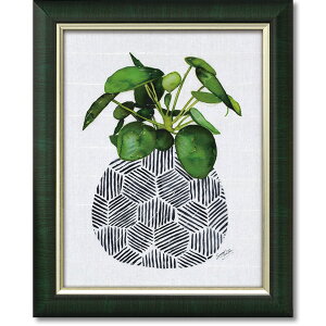 「チャイニーズマネープラント」サマーソーントン (花・静物)特殊ゲル加工アートポスター【壁掛けフック付き】【絵のある暮らし】グリーンアート パキラ モンステラ ガジュマル