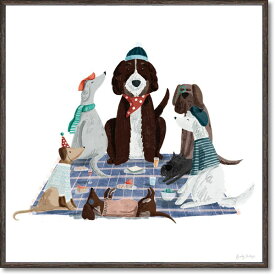 「ピクニックドッグ1」ベッキーソーンズ　イヌ　犬　いぬ　絵画　絵　キャンバスアート