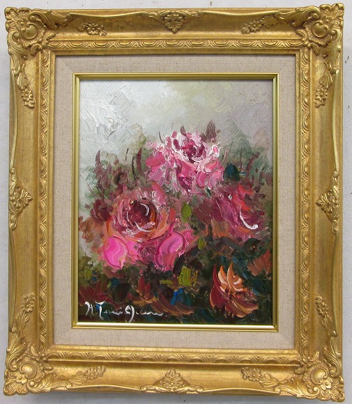 【楽天市場】「バラ」（ピンクの薔薇）谷口春彦（F３サイズ油彩画