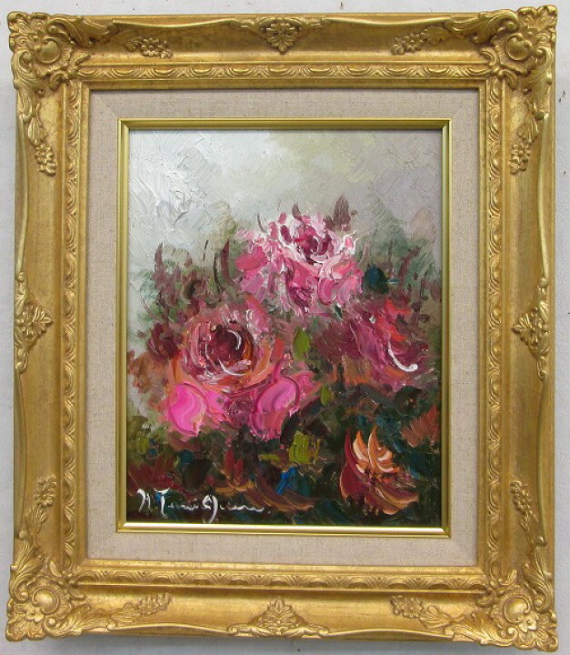 楽天市場】「バラ」（ピンクの薔薇）谷口春彦（F3サイズ油彩画[油絵 