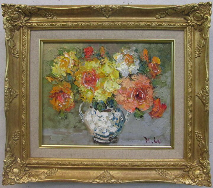 楽天市場】「薔薇」渡部ひでき（F3サイズ油彩画[油絵]（直筆油彩画 