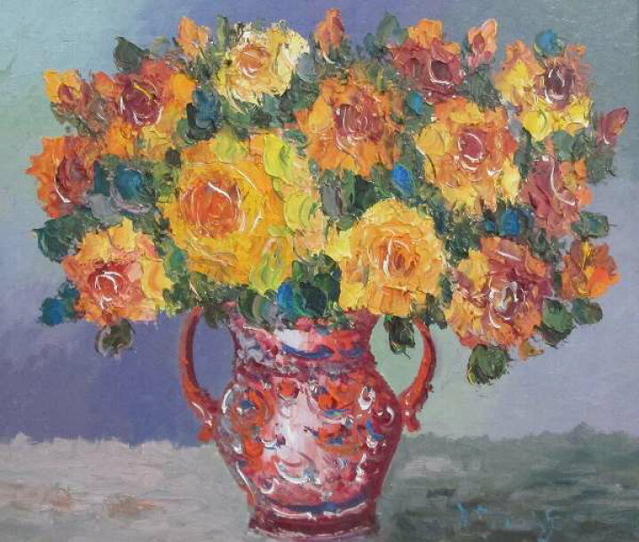 楽天市場】「バラ」（黄色い薔薇）谷口春彦（F10サイズ油彩画[油絵 