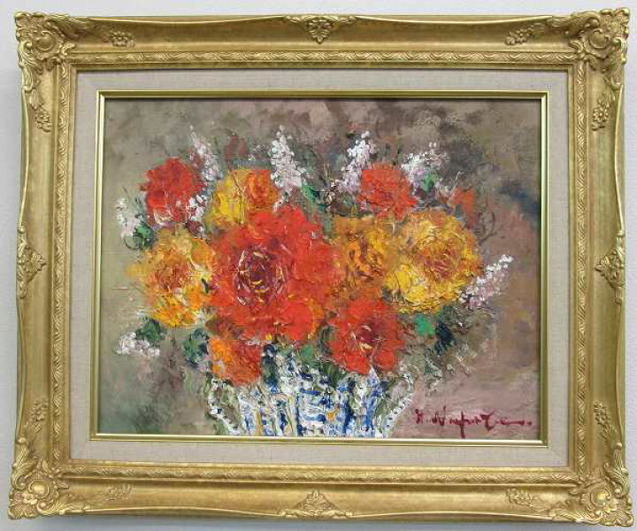 楽天市場】「薔薇」渡部ひでき（F6サイズ油彩画[油絵]（直筆油彩画 