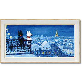 「パリの天窓から」リサとガスパール【通信販売】(こども・絵・特殊ゲル加工アート［絵画通販］）【壁掛けフック付き】【絵のある暮らし】