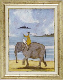 「ぞうに乗って」サムトフト・可愛い雰囲気の特殊ゲル加工アート［絵画通販］【壁掛けフック付き】【絵のある暮らし】