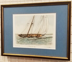 「Sailing」織田義郎 版画作品・セーリング・セイリング・帆・海・航海・絵画【絵のある暮らし】【壁掛けフック付き】