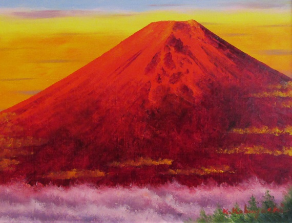 楽天市場】「赤富士」小林幸三 F6サイズ油彩画[油絵]（直筆油彩画 