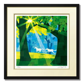 駆け上る　楽天ランキング1位獲得作品　藤谷壮仁郎(Soujirou)ジークレー版画作品（WAシリーズ・和TASTE）（絵画通販）白馬・陽光・日光・森林・ヒーリングアート・ギフト、お祝いにもおすすめ【壁掛けフック付き】【絵のある暮らし】