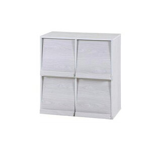 幅80cm ディスプレイラック 4マス フラップ扉 上下連結可能 収納 本棚 キャビネット