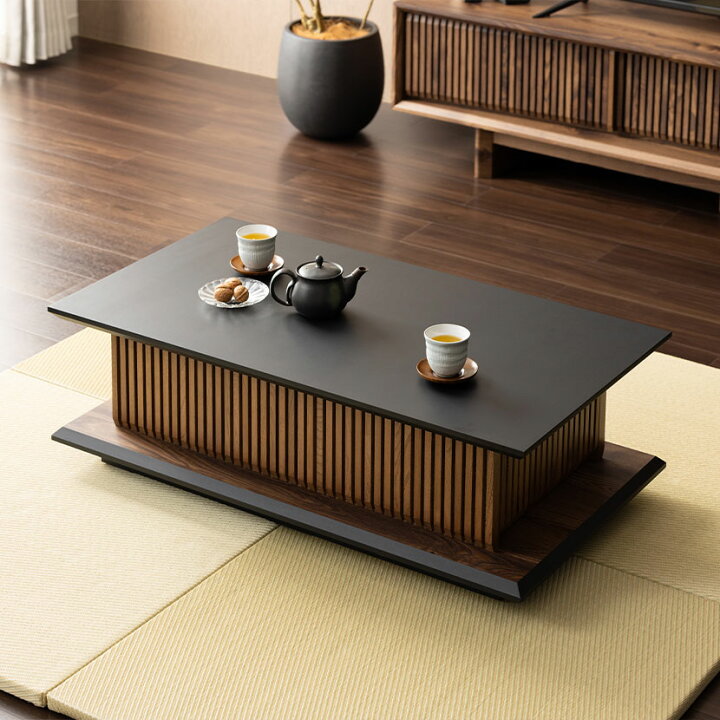 楽天市場】幅100cm 木製 和モダン ローテーブル 格子デザイン オーク 
