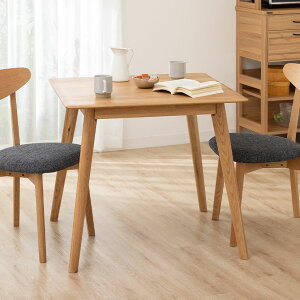 幅80cm 木製 ダイニングテーブル 正方形 アジャスター付き ホワイトオーク 無垢材 天然木 食卓セット 2人掛け テーブル コンパクト 北欧 カフェ風 ナチュラル