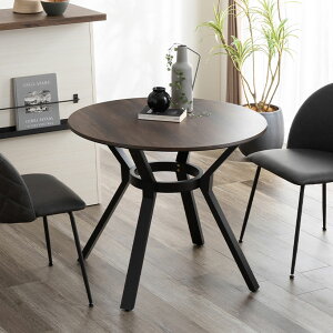 幅92cm 円形 ダイニングテーブル 木目 テーブル メラミン メラミナイト 2人用 食卓テーブル カフェテーブル モダン 丸テーブル おしゃれ シンプル ブラウン ウォールナット柄