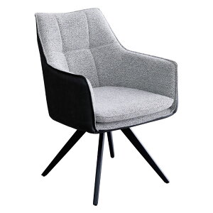 【2脚セット】 回転 ダイニングチェア ファブリック ウレタン 椅子 肘付き オートリターン チェア 食卓椅子 おしゃれ リビング椅子 モダン グレー ブラック