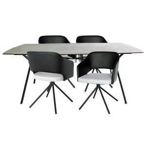 4人用 ダイニングテーブルセット 5点 食卓テーブル セラミック天板 ダイニングチェア 回転 肘付き 食卓椅子 おしゃれ モダン (幅170cm 長方形 テーブル×1 チェア×4)