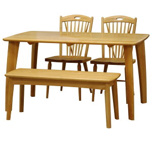 【設置無料】4人用 ダイニングセット 4点 (幅150cmテーブル×1 チェア×2 ベンチ×1) 木製 アルダー材 ダイニングテーブルセット おしゃれ ナチュラル 北欧 ウィドゥスタイル