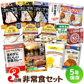 3日間これで安心非常食セット （5年保存 防災食 保存食 3日分 1人用 1人分 アルファ米 缶詰 パン おかず レトルト カレー ）