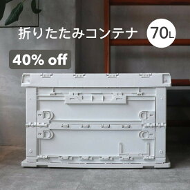 折りたたみコンテナ 70L 大容量 収納ケース 蓋付き 収納ボックス 収納 車 丈夫 軽量 コンパクト 蓋付き ロック付き 窓 ラベル入れ 運搬 保管 業務用 おしゃれ 防災 食料 おもちゃ
