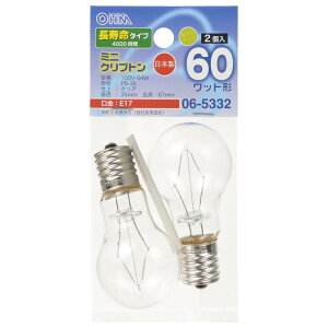 �I�[��(OHM) �~�j�N���v�g���d�� E17 60W�` �������^�C�v �N���A2�� ���{�� LB-PS35E17100V54WCLL2 06-5332 �I�[���d�@