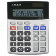 オーム(OHM)OffiStyle 電卓 税率電卓 卓上 12桁 ソーラー＆電池式 KCL-152 07-8637 オーム電機