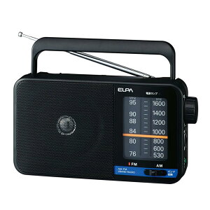 �G���p(ELPA) AM/FM�|�[�^�u�����W�I �剹�ʂŒ������^9cm�X�s�[�J�[ ER-H100