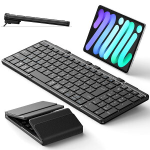 Omikamo Bluetooth �L�[�{�[�h �܂��ݎ� ���C�����X �e���L�[�t�� ���{��z�� ipad �L�[�{�[�h ���EShift�L�[/L�^Enter�L�[���� �t���T�C�Y �}���`�y�A�����O iOS/Windows/Mac/Google�Ή� USB-C�[�d�� �p���^
