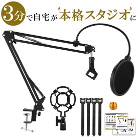 ＼楽天ランキング1位／マイクアーム マイクスタンド コンデンサーマイク ダイナミックマイク スタンド マイク卓上 マイクスタンド コンデンサーマイク マイクホルダー 変換アダプタ ポップガード マイク アーム 配信 生放送 実況 日本語説明書付 簡単設置 高耐久型 高耐久