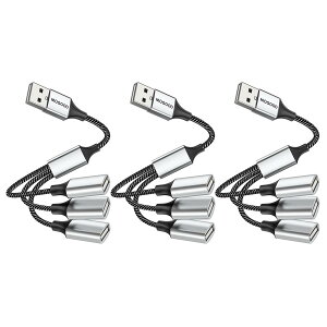 MOGOOD USB����� 3-in-1USB�X�v���b�^ USB�d������� 1�I�X3���XUSB 2.0�A�_�v�^ USB�g���P�[�u�� USB�}���`�|�[�g�[�d/�f�[�^�]��/�m�[�g�p�\�R��/Mac(3�p�b�P�[�W)