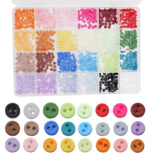 Sempiterno �~�j�`���A �v���X�`�b�N�{�^�� 2�� 4mm ���蕔�i DIY�ō�� �~�j�{�^�� �h�[���l�` �ʂ�����݂̂��� �h�[���� �D���ޗ� ���[�{�b�N�X�t�� (4mm,24�F����1200�Z�b�g)