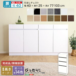 【扉シリーズ】セミオーダーカウンター下収納ぴったりくん 引出しチェスト 奥行25cm