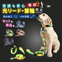 【ポイント10倍】 犬用 光る首輪 光るリード 首輪 リード セット LEDライト お散歩ライト 犬用品 散歩グッズ ペット首…