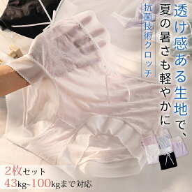 クーポン→1枚812円【2枚セット上品極薄レースショーツ 蒸れない エアーショーツ 接触冷感 夏用 薄手大きいサイズ 100kgまで対応 締め付けない ポリ乳酸抗菌素材 ハイウエストショーツ レディースショーツ シームレス パンツ 下着 肌着 速乾 通気性 食い込まない 響きにくい