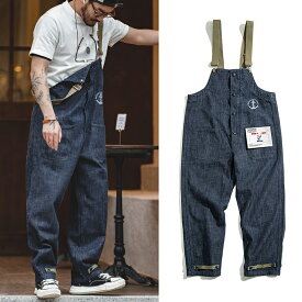 【デニム】オーバーオール メンズ 海軍 デッキ サロペット カーゴパンツ 作業服 つなぎ アメカジ カジュアル おしゃれ 吊りズボン 長ズボン オーバーサイズ ゆったりシルエット オールインワン ワークウェア S〜3XL