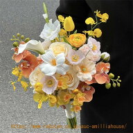 ウェディングブーケ 　イエロー系　胡蝶蘭　造花　チューリップ【ブーケ】ウェディングブーケ/造花ブーケ…