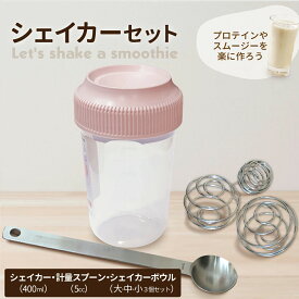 シェイカーセット シェイカー シェーカー 400ml ブレンダーボール 計量スプーン 小さじ 5ml ステンレス製 金属製 おしゃれ 計量 スプーン 持ち手 柄 長い 18cm 便利 くらしいきいき
