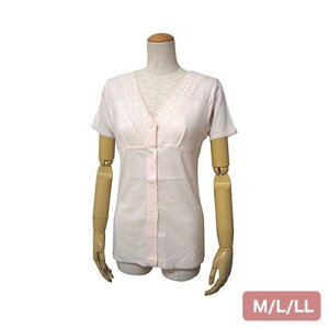 婦人ソフトカップ付 三分袖 前開きインナー ワンタッチテープ式 ピーチ M L LL W491 下着 女性 高齢者 介護用衣類 介護用品 綿100% 衣類