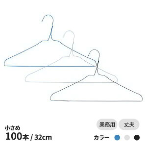 【25日限定全商品P2倍&50円オフクーポン配布】小さめ針金ハンガー 青 黒 白 100本 子供用 ズボン用 業務用 引越し 衣替え 整理 整頓 衣類収納 クリーニング ハンガー 洗濯 洗濯物 物干し