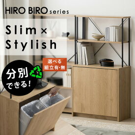 【組立設置対象】ゴミ箱 ペールカウンター おしゃれ 北欧 スリム ダストボックス ウッドペールストッカーラック付き ナチュラル/ブラック HWPS-635 分別 ダストボックス 北欧 スリム カウンター 2分別 ダスト ラック アイリスオーヤマ【HS】[2606SE]