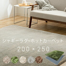 ホットカーペット 3畳 シャギーラグ パイル セット200×250cm 全4色 送料無料 ホットカーペット ラグ シャギー 3畳 セット おしゃれ ふんわり 滑り止め付き オールシーズン 防音 ベージュ ブラウン グリーン アイボリーD リビング