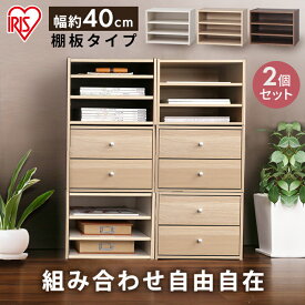 【2個セット】カラーボックス 棚付き 収納 ボックス 積み重ね 収納ボックス スタックボックス STB-400Tナチュラル ブラウン オフホワイト 新生活 アイリスオーヤマ