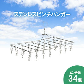 ピンチハンガー ステンレス 34ピンチ さびにくい 34送料無料 物干し オール ピンチ 34個付 角ハンガー 物干しハンガー 洗濯ハンガー 洗濯ばさみ ハサミ 一人暮らし 部屋干し ベランダ【D】 新生活