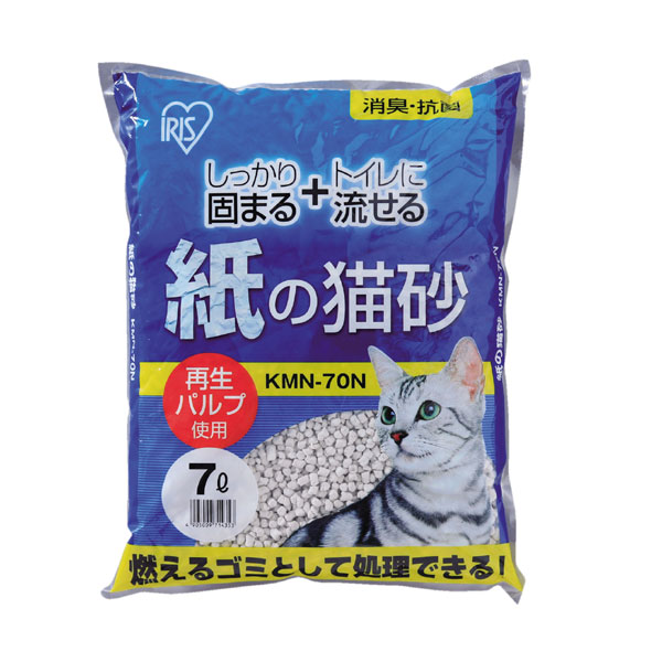 猫砂 トイレ砂 まとめ買い 割引 6袋セット 上品なスタイル 紙の猫砂 トイレに流せる アイリスオーヤマ KMN-70N 7L