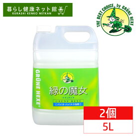《ポイント3倍★11日9:59迄》＼激アツ価格！／【2本セット】緑の魔女キッチン業務用 5L 洗剤 食器用 食器用洗剤 詰め替え 業務用5000mL 5KG 液体洗剤 キッチン用 大容量 排水管掃除 食器 生ゴミ パイプ パイプクリーナー 【D】