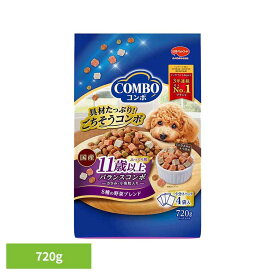 [最大400円OFFクーポン] ドッグフード コンボ COMBO ドッグ 11歳以上 バランスコンボ ドライフード 成犬用 シニア 総合栄養食 720g (180g×4袋) 小分け ペットフード 犬 ご飯 ふっくら粒 ミニ角切りささみ 角切り小魚 健康維持 日本ペットフード *