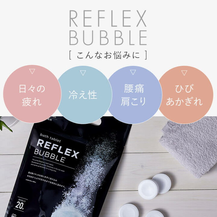 く日はお得♪ アイリスオーヤマREFLEXBUBBLE 重炭酸入浴剤10錠 入浴剤 重炭酸入浴剤REFLEX BUBBLE 60粒 温浴 中性重炭酸入浴剤 冷え性 疲労回復 温浴 肩こり 腰痛 香料不使用 着色料不使用