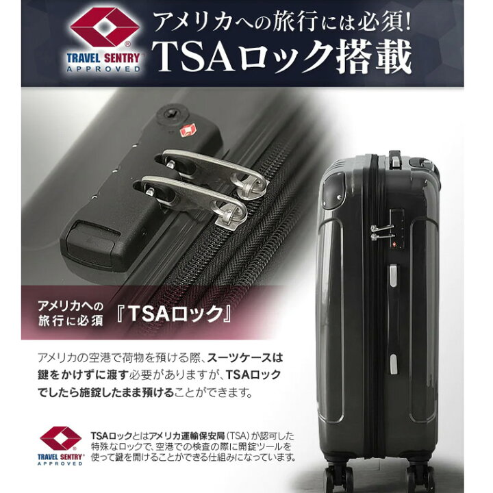 楽天市場】スーツケース Mサイズ 軽量 ダブルキャスター 拡張 キャリー 