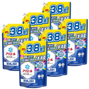 【6個セット】洗濯洗剤 詰替え 液体洗剤 アリエールジェル つめかえ用 ウルトラジャンボサイズ 1.48kg/1.55kg アリエール 衣類用洗剤 除菌&抗菌 防カビ 消臭パワー 大容量 洗濯科学 P&G アリエー