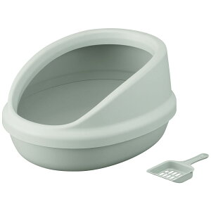 猫 トイレ 猫トイレ 砂 飛び散り防止 飛び散りにくい ハーフカバー スコップ付き 銀イオン 配合 本体 シンプル コンパクト 小さめ お手入れ簡単 掃除しやすい 清潔 丸洗い おしゃれ ネコ ア