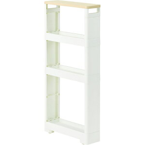 JEJ リセスタイル スーパースリムラック ウッドマルチ 4段 ホワイト 【幅12×奥行40×高さ85cm】